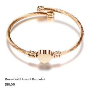 Rose-Gold Heart Charm Cuff
